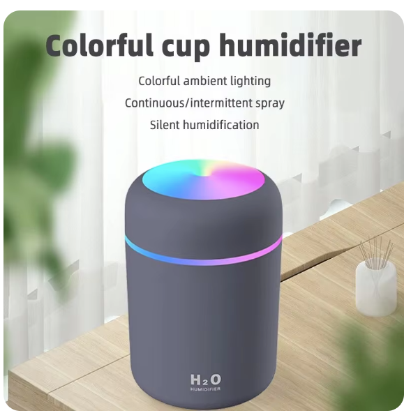 300ML Air Humidifier Colorful Atmosphere Light Mute Humidification Mini Creative Colorful Cup Desktop Home Car Humidifier