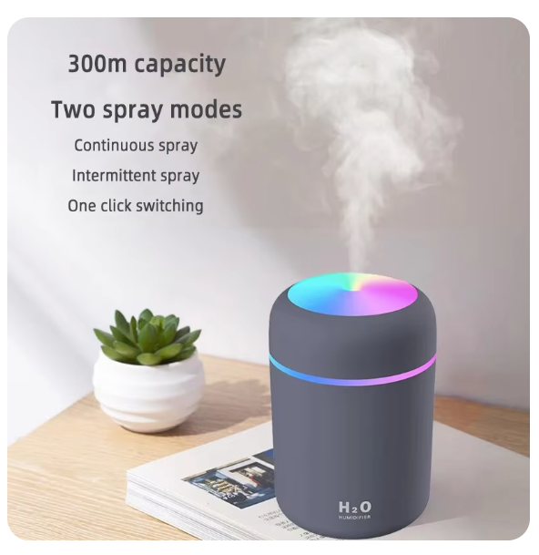 300ML Air Humidifier Colorful Atmosphere Light Mute Humidification Mini Creative Colorful Cup Desktop Home Car Humidifier