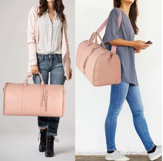 Foldable Women's Travel Convenient Carry-on Clothing Bag Large PU Leather Duffel Bag Women's Business Travel Bag