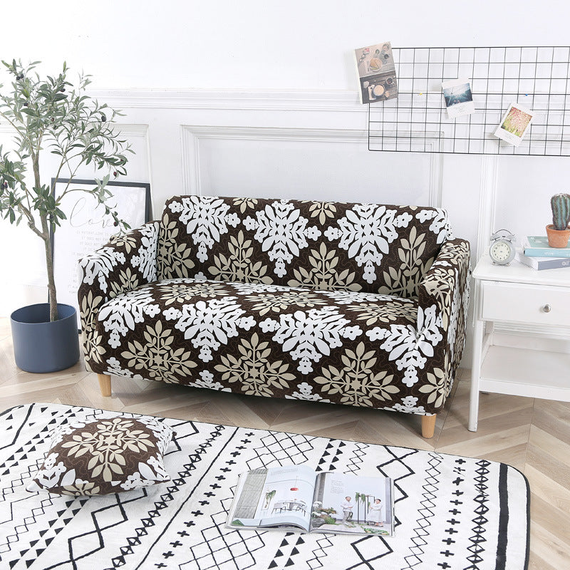 1pc Stylish Floral Printed Stretch Sofa Covers With Elastic Band Furniture Protector For Bedroom Office Living Room Home Decor