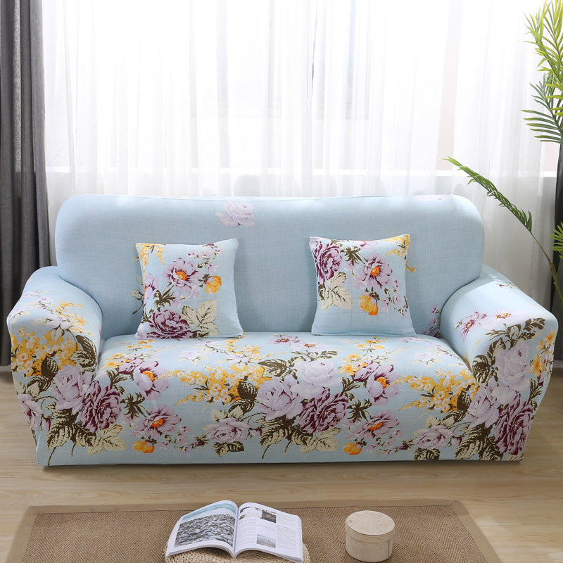 1pc Stylish Floral Printed Stretch Sofa Covers With Elastic Band Furniture Protector For Bedroom Office Living Room Home Decor