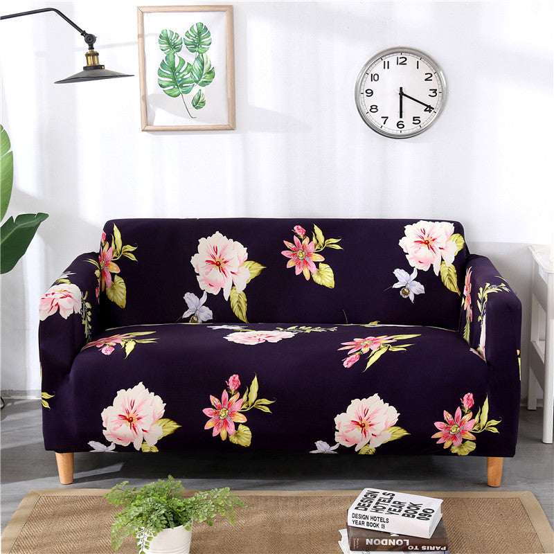 1pc Stylish Floral Printed Stretch Sofa Covers With Elastic Band Furniture Protector For Bedroom Office Living Room Home Decor