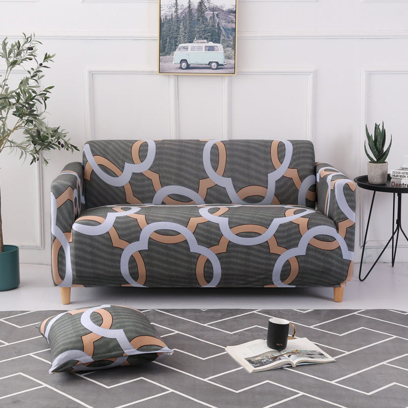 1pc Stylish Floral Printed Stretch Sofa Covers With Elastic Band Furniture Protector For Bedroom Office Living Room Home Decor