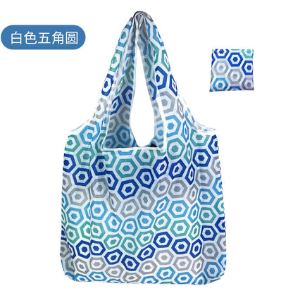 large size 190T floral cloth portable shopping bag