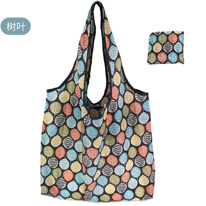 large size 190T floral cloth portable shopping bag