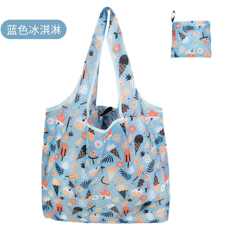 large size 190T floral cloth portable shopping bag