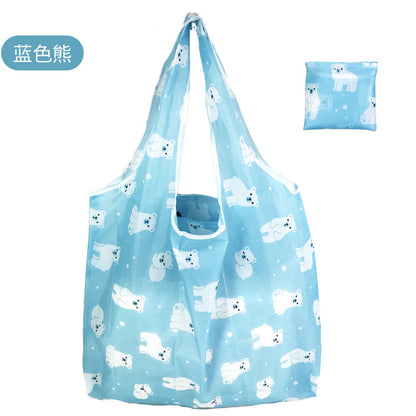 large size 190T floral cloth portable shopping bag