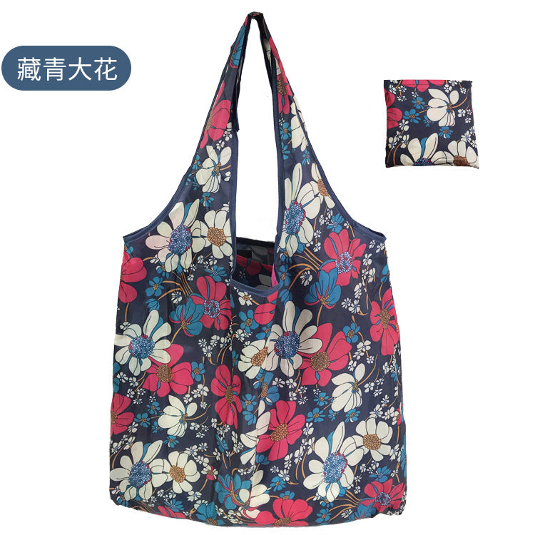 large size 190T floral cloth portable shopping bag