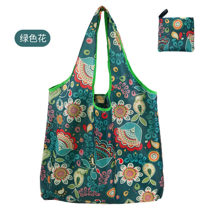 large size 190T floral cloth portable shopping bag