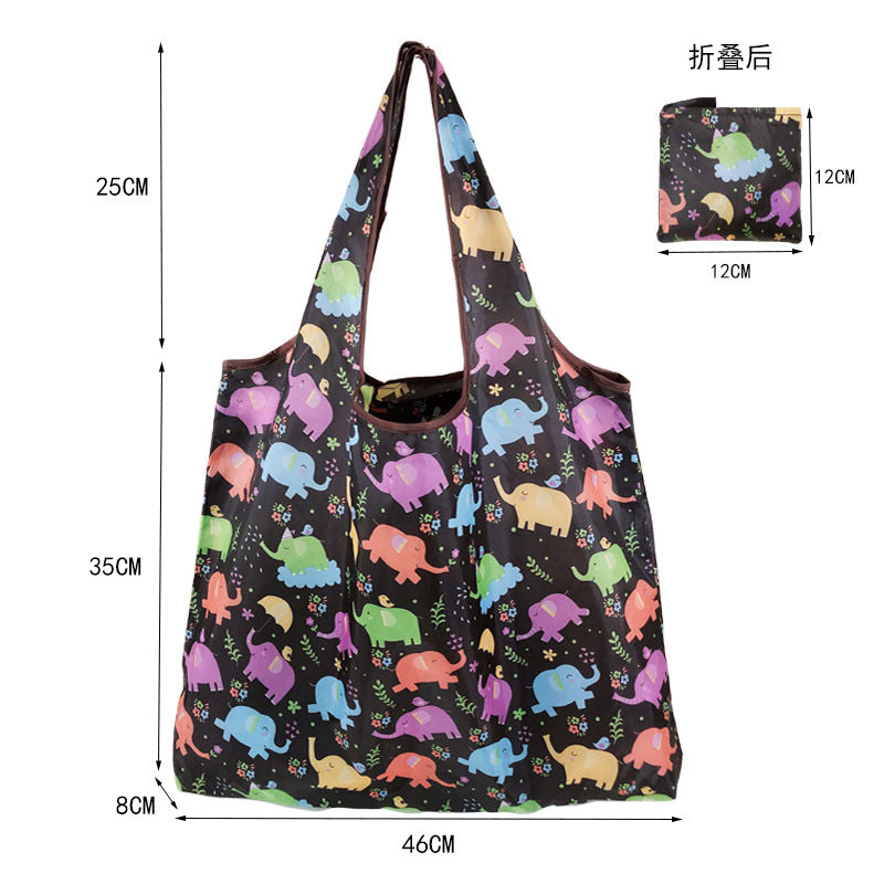 large size 190T floral cloth portable shopping bag