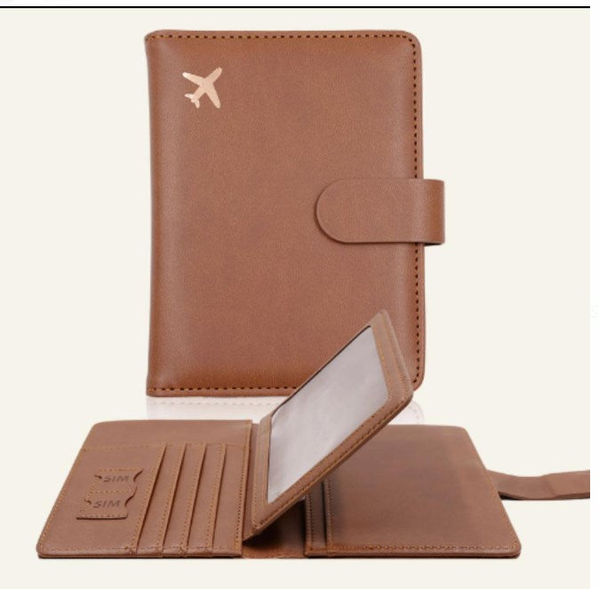 Leather Passport Holder Covers Case Waterproof Travel Credit Card Wallet Cute Passport Book for Women/Men Buckle Passport Cover