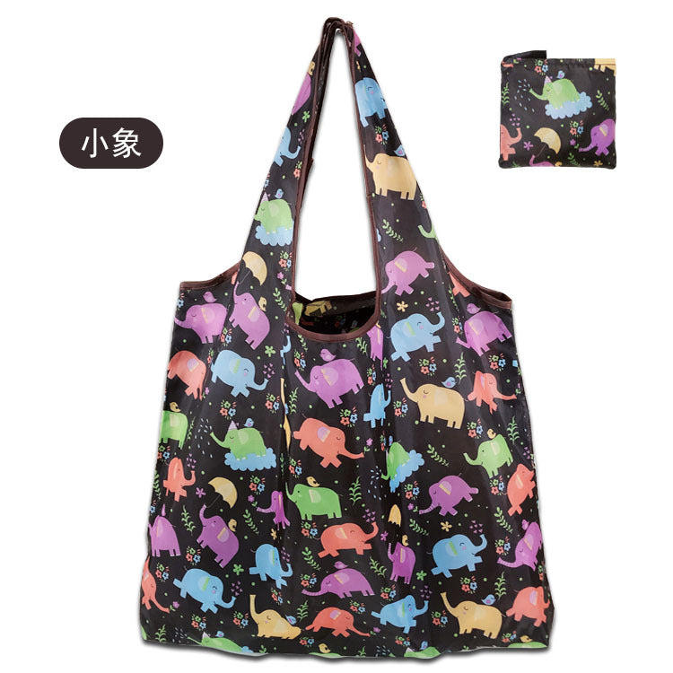 large size 190T floral cloth portable shopping bag