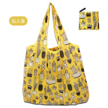 large size 190T floral cloth portable shopping bag