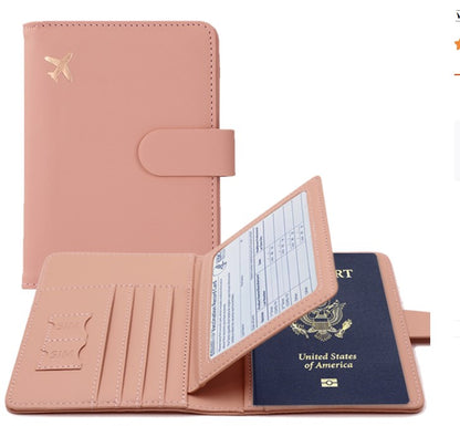 Leather Passport Holder Covers Case Waterproof Travel Credit Card Wallet Cute Passport Book for Women/Men Buckle Passport Cover