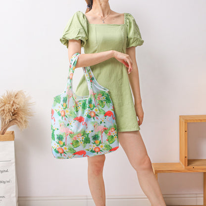 large size 190T floral cloth portable shopping bag