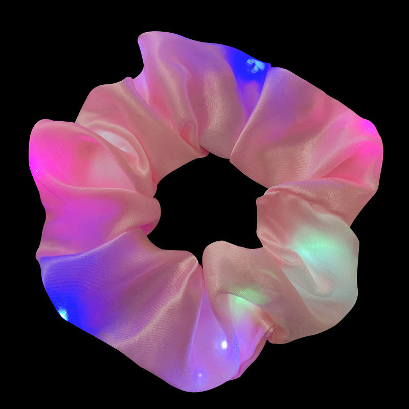 LED Hair Scrunchie Light Up Hair Scrunchy for Women Satin Elastic Hairband Christmas Glow in the Dark Party Supplies