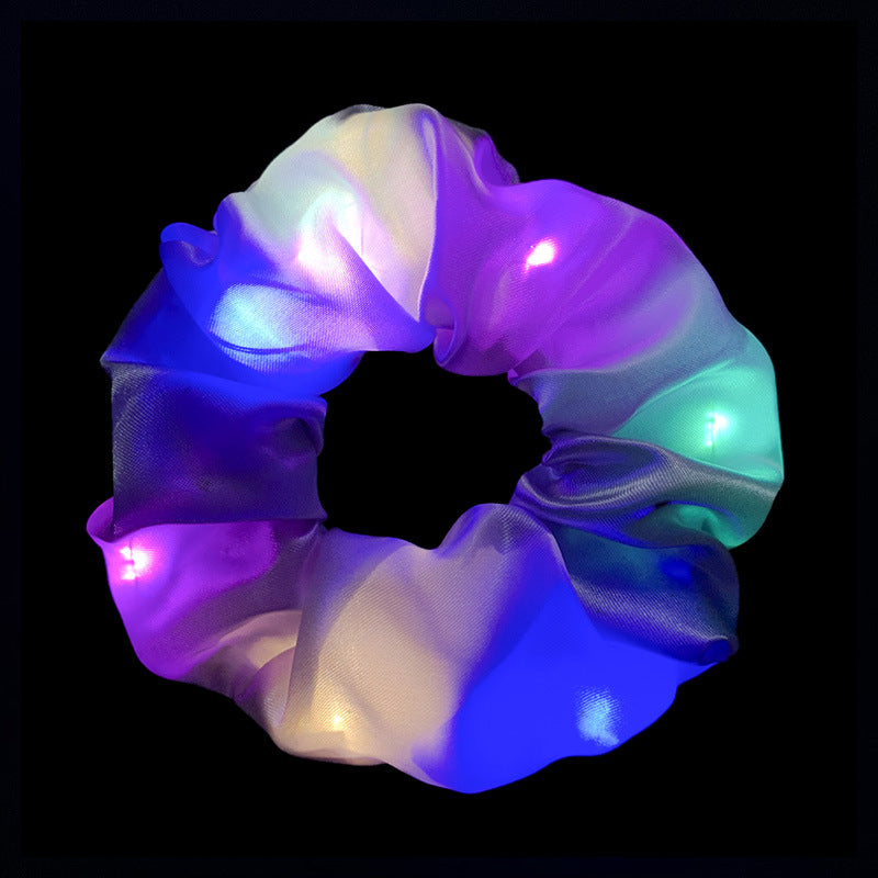 LED Hair Scrunchie Light Up Hair Scrunchy for Women Satin Elastic Hairband Christmas Glow in the Dark Party Supplies