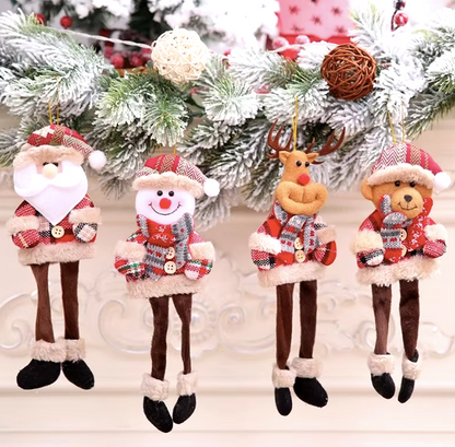 New Christmas retro small snowflake plaid cloth telescopic doll