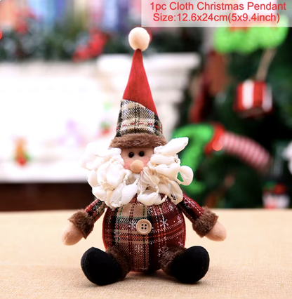 New Christmas retro small snowflake plaid cloth telescopic doll