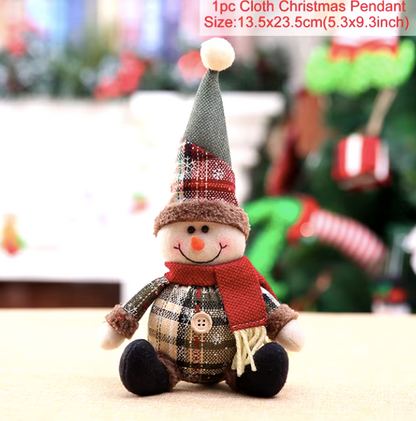 New Christmas retro small snowflake plaid cloth telescopic doll