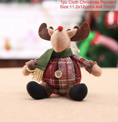 New Christmas retro small snowflake plaid cloth telescopic doll