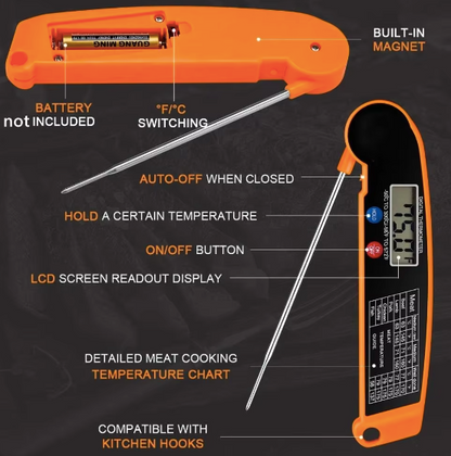 Food Electronic Thermometer Barbecue Grill Thermometer Probe Folding Kitchen Thermometer