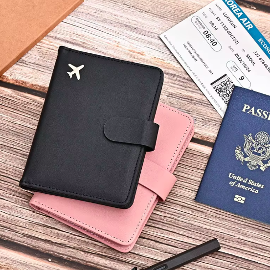 Leather Passport Holder Covers Case Waterproof Travel Credit Card Wallet Cute Passport Book for Women/Men Buckle Passport Cover