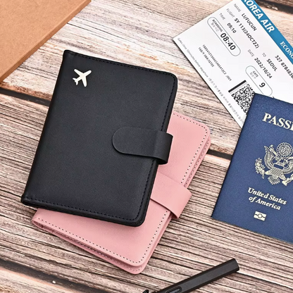 Leather Passport Holder Covers Case Waterproof Travel Credit Card Wallet Cute Passport Book for Women/Men Buckle Passport Cover