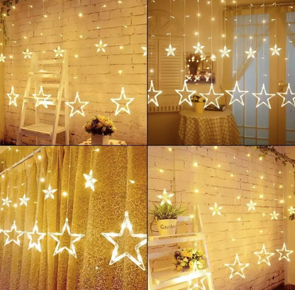 138 LED Ice Column Star Fairy String Lights Christmas Wreath Curtains Star Lights Wedding Banquet Home Outdoor New Year Dec