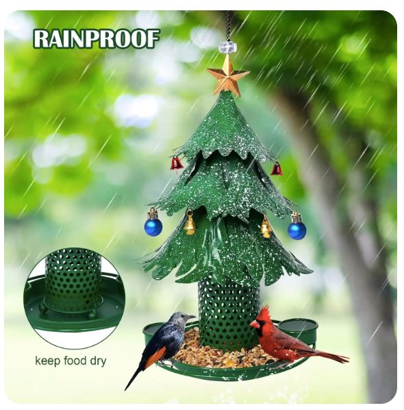 New Christmas tree bird feeder Christmas decorations metal craft feeder hanging