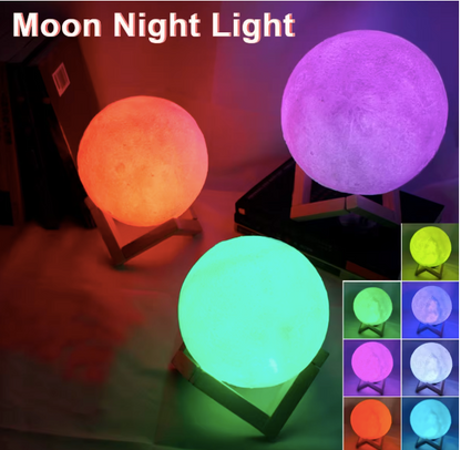 Moon Lamp LED Night Light Battery Powered With Stand Starry Lamp Bedroom Decor Night Lights Kids Gift Moon Lamp