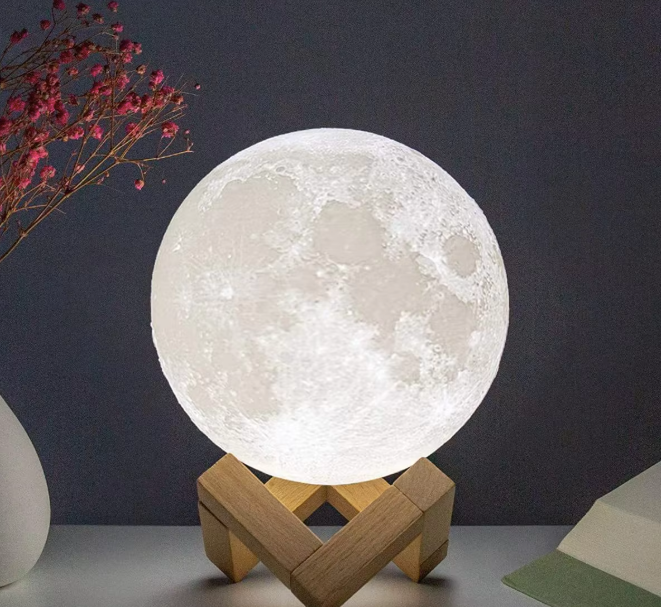 Moon Lamp LED Night Light Battery Powered With Stand Starry Lamp Bedroom Decor Night Lights Kids Gift Moon Lamp