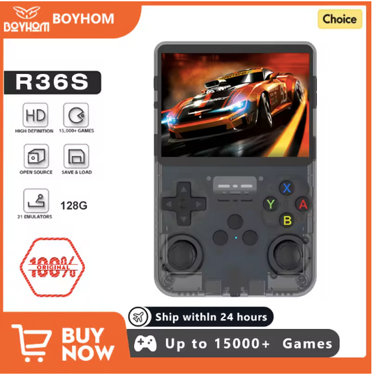 BOYHOM NEW R36S Retro Video Game Console Linux System 3.5 Inch IPS Screen Portable Pocket Player 64GB 128G Games best Kids gifts