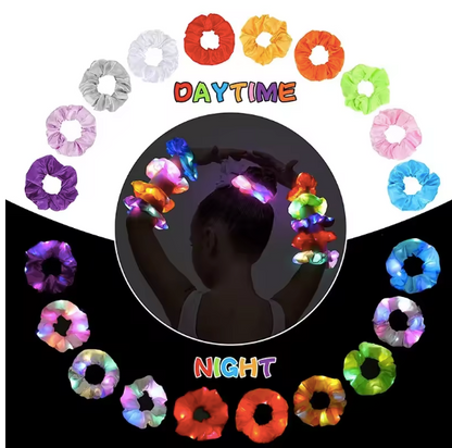 LED Hair Scrunchie Light Up Hair Scrunchy for Women Satin Elastic Hairband Christmas Glow in the Dark Party Supplies