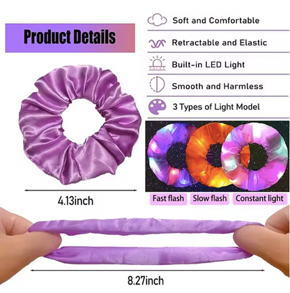 LED Hair Scrunchie Light Up Hair Scrunchy for Women Satin Elastic Hairband Christmas Glow in the Dark Party Supplies