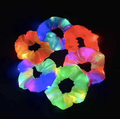 LED Hair Scrunchie Light Up Hair Scrunchy for Women Satin Elastic Hairband Christmas Glow in the Dark Party Supplies