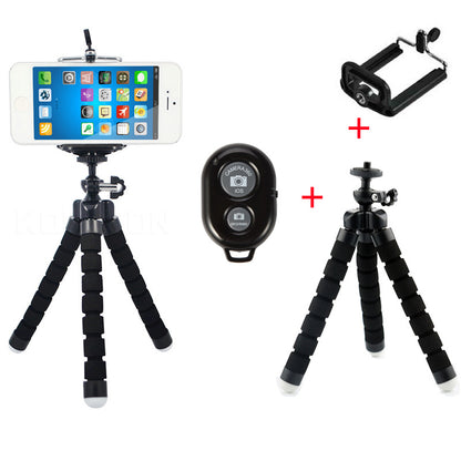 Mobile phone Bluetooth wireless self-timer tripod camera remote control clip sponge eight-claw self-timer desktop stand