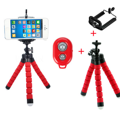 Mobile phone Bluetooth wireless self-timer tripod camera remote control clip sponge eight-claw self-timer desktop stand