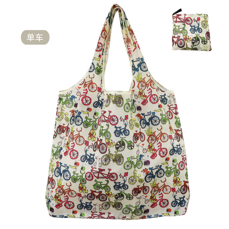 large size 190T floral cloth portable shopping bag