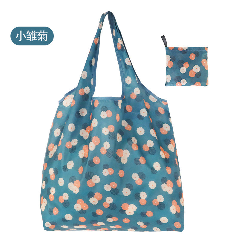 large size 190T floral cloth portable shopping bag