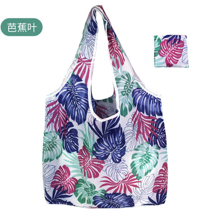 large size 190T floral cloth portable shopping bag