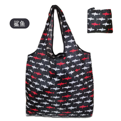 large size 190T floral cloth portable shopping bag