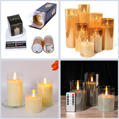 LED electronic candle light glass cup 3 pcs