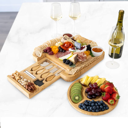 Bamboo cheese board cheese board set cheese cutting board home fruit bread cutting board with knife and fork cutting board