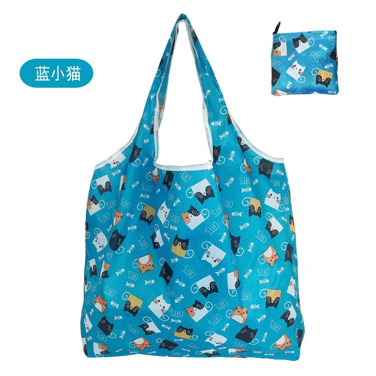 large size 190T floral cloth portable shopping bag