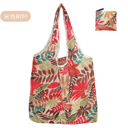 large size 190T floral cloth portable shopping bag