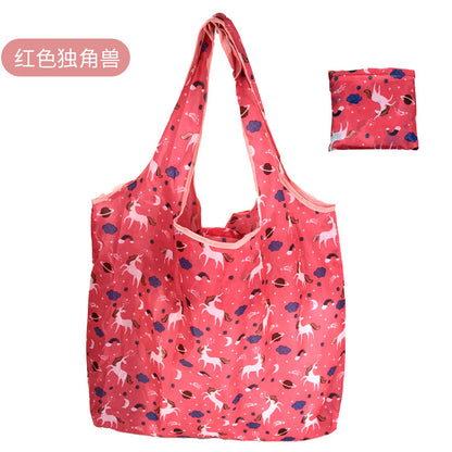 large size 190T floral cloth portable shopping bag