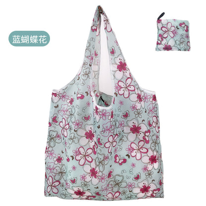 large size 190T floral cloth portable shopping bag