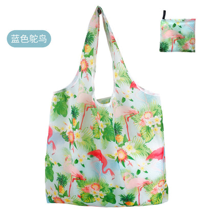 large size 190T floral cloth portable shopping bag