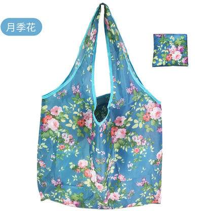 large size 190T floral cloth portable shopping bag